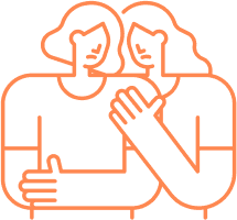 A stylized representation of two individuals, symbolizing emotional support and therapy. Perfect for depicting counseling, mental well-being, and the importance of human connection in healing.