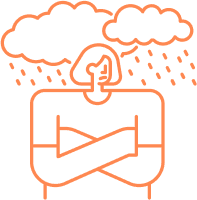 A minimalist illustration of a person feeling mentally overwhelmed, with clouds and pixelated patterns representing stress and anxiety. Ideal for promoting mindfulness, stress management,
                and mental health therapy.